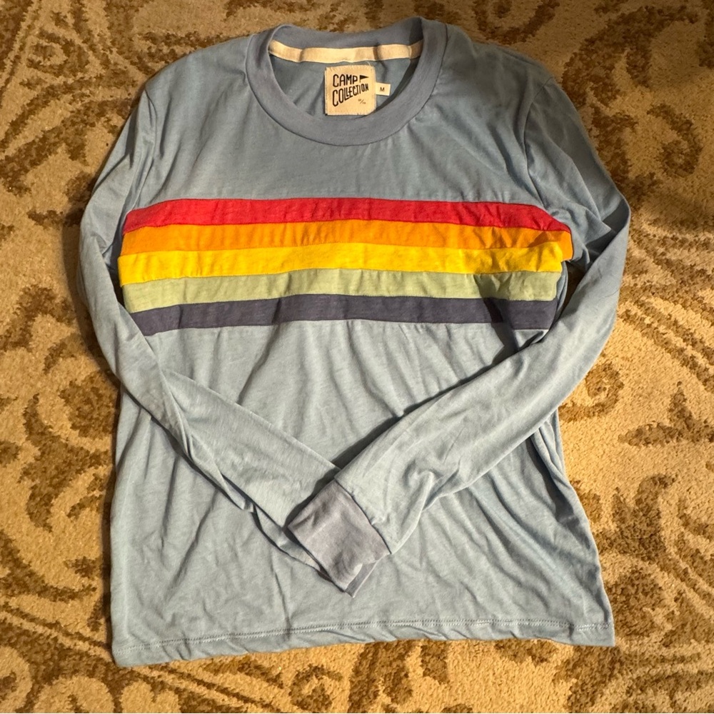 Camp Collection Sundance tee Blue Rainbow Stripe Shirt